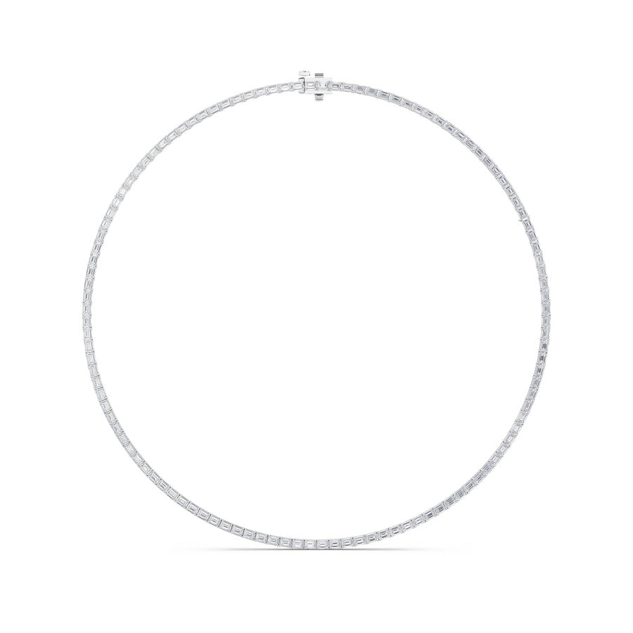 29Cttw Emerald Shaped Lab Grown Diamond Tennis Necklace in 14K Gold (F/VS)