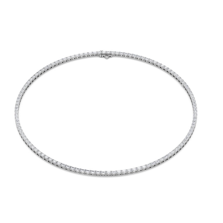 29Cttw Emerald Shaped Lab Grown Diamond Tennis Necklace in 14K Gold (F/VS)