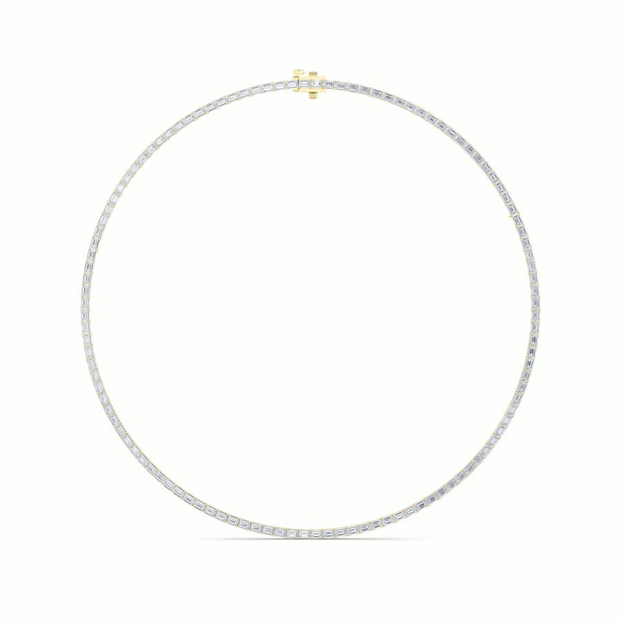 29Cttw Emerald Shaped Lab Grown Diamond Tennis Necklace in 14K Gold (F/VS)