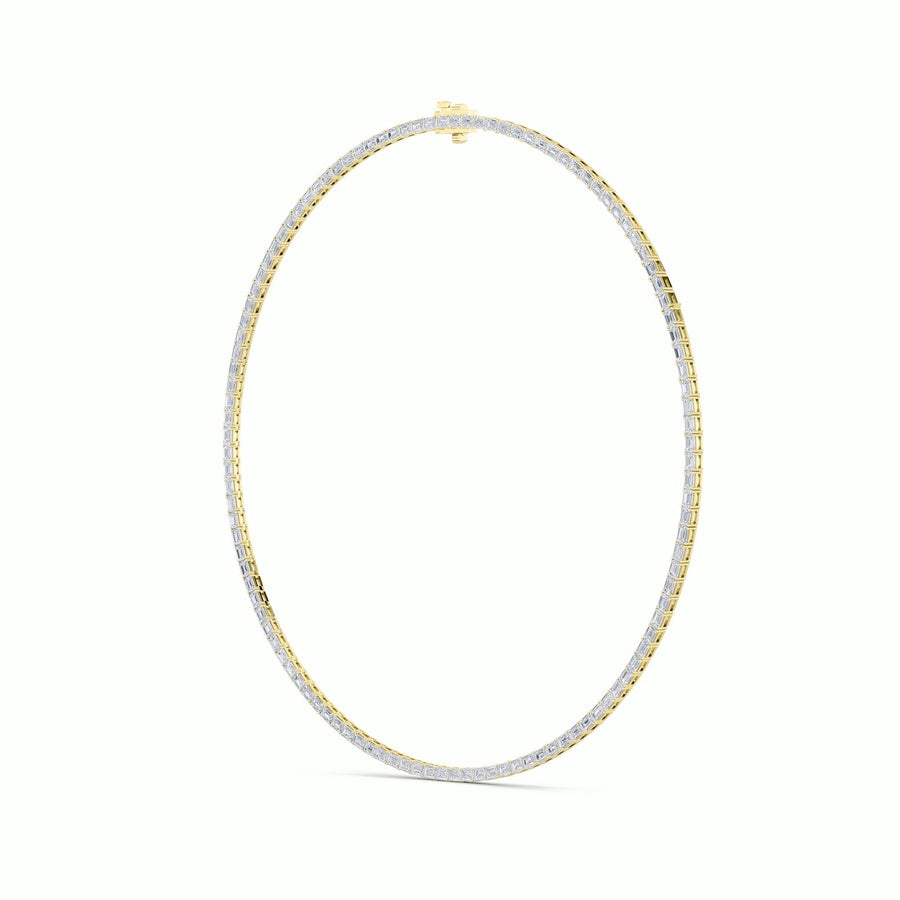 29Cttw Emerald Shaped Lab Grown Diamond Tennis Necklace in 14K Gold (F/VS)