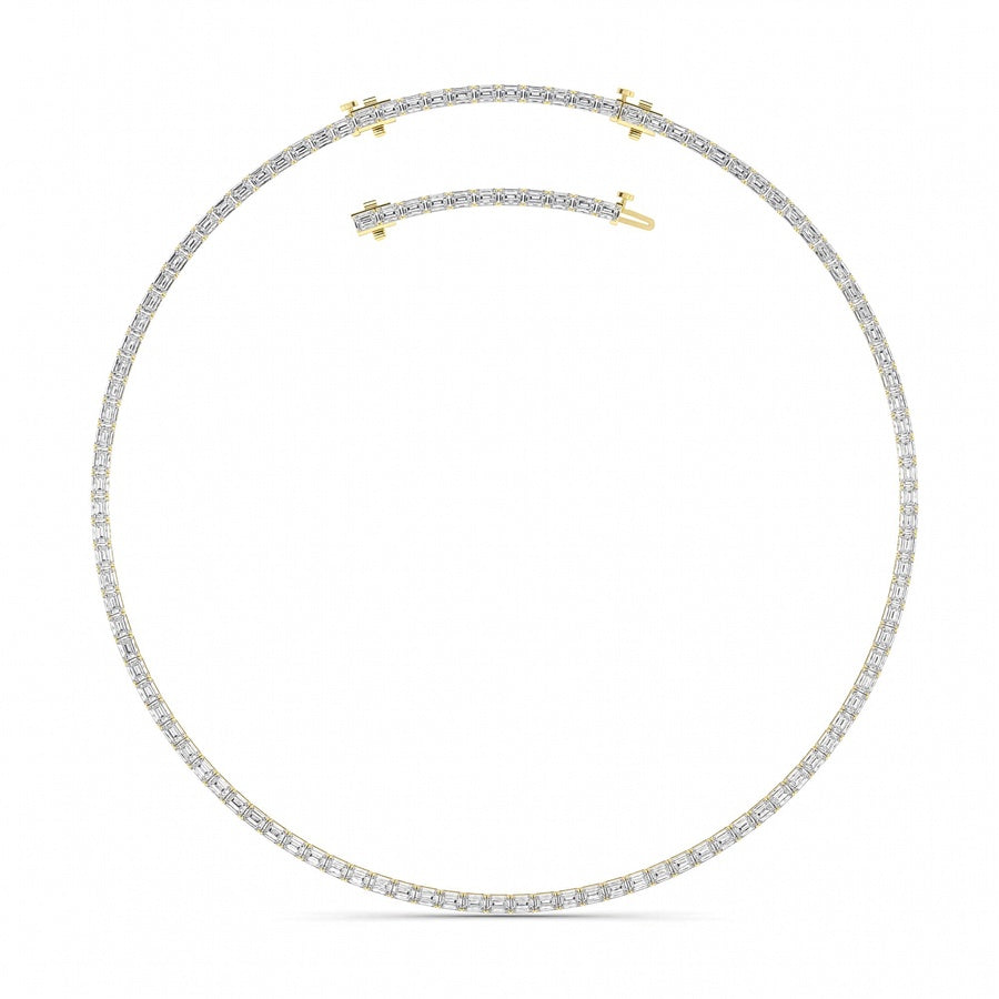 29Cttw Emerald Shaped Lab Grown Diamond Tennis Necklace in 14K Gold (F/VS)