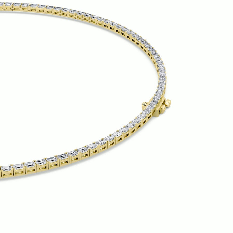 29Cttw Emerald Shaped Lab Grown Diamond Tennis Necklace in 14K Gold (F/VS)