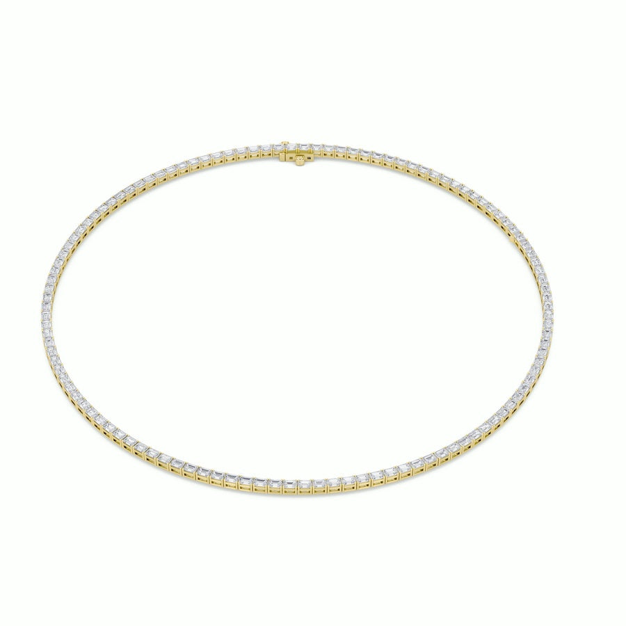 29Cttw Emerald Shaped Lab Grown Diamond Tennis Necklace in 14K Gold (F/VS)