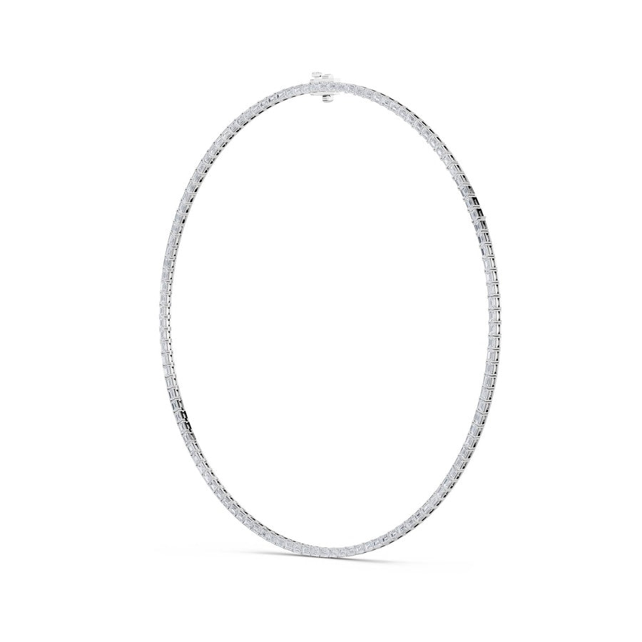 34Cttw Emerald Shaped Lab Grown Diamond Tennis Necklace in 14K Gold (F/VS)