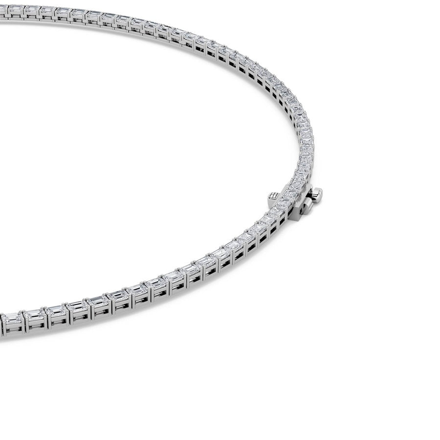 34Cttw Emerald Shaped Lab Grown Diamond Tennis Necklace in 14K Gold (F/VS)