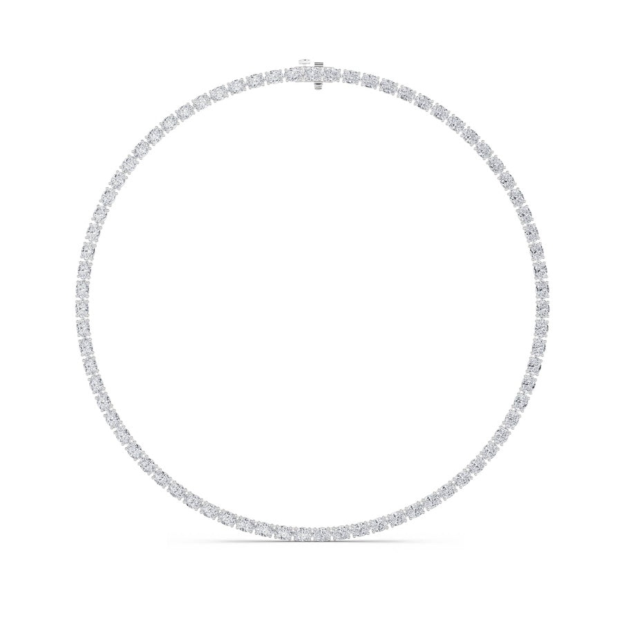 31Cttw Oval Shaped Lab Grown Diamond Tennis Necklace in 14K Gold (F/VS)