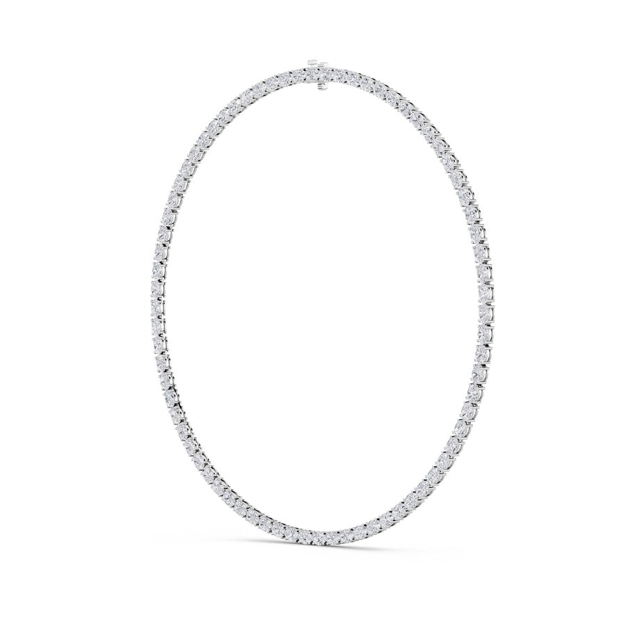 31Cttw Oval Shaped Lab Grown Diamond Tennis Necklace in 14K Gold (F/VS)
