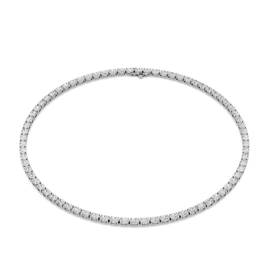 31Cttw Oval Shaped Lab Grown Diamond Tennis Necklace in 14K Gold (F/VS)