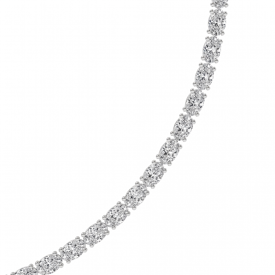 31Cttw Oval Shaped Lab Grown Diamond Tennis Necklace in 14K Gold (F/VS)