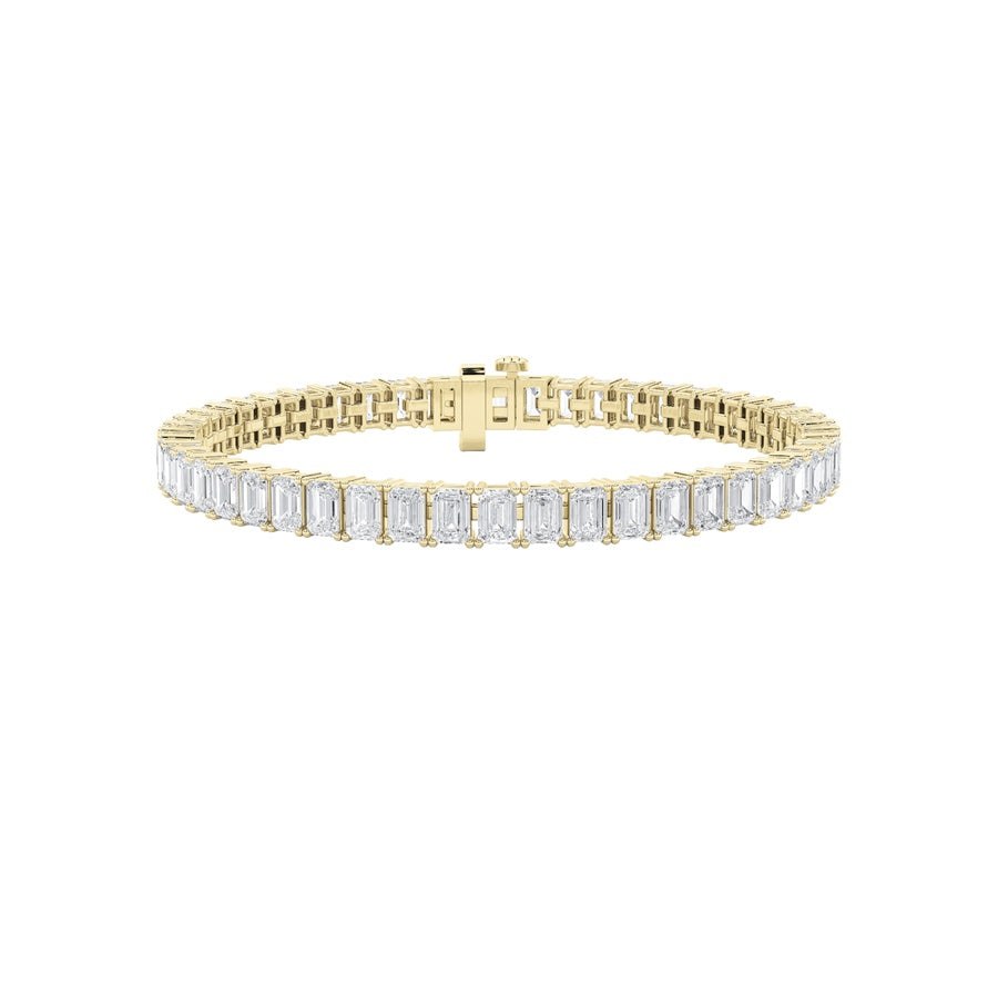 13CTW Emerald Shaped Lab Grown Diamond North South Bracelet in 14K Gold (F/VS)