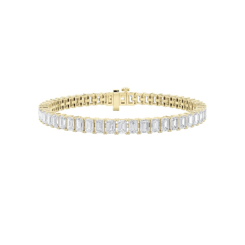 13CTW Emerald Shaped Lab Grown Diamond North South Bracelet in 14K Gold (F/VS)