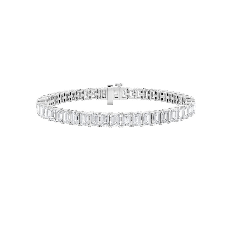 7Cttw Emerald Shaped Lab Grown Diamond North SouthBracelet in 14K Gold (F/VS)