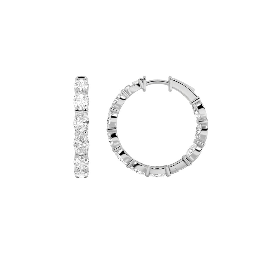 6Cttw Oval Shaped Lab Grown Diamond Inside Out Hoop Earrings in 14K Gold (F/VS)