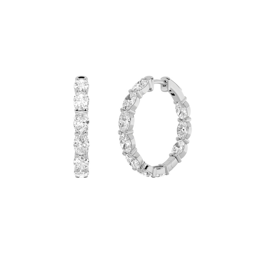 6Cttw Oval Shaped Lab Grown Diamond Inside Out Hoop Earrings in 14K Gold (F/VS)