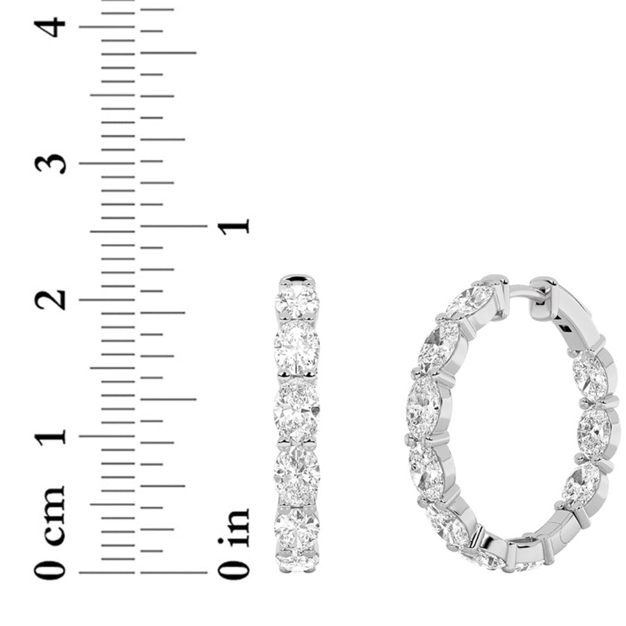 6Cttw Oval Shaped Lab Grown Diamond Inside Out Hoop Earrings in 14K Gold (F/VS)