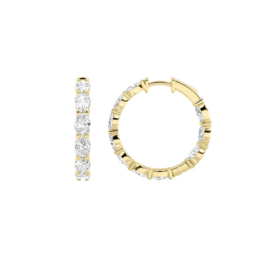 6CTW Oval Shaped Lab Grown Diamond Inside Out Hoop Earrings in 14K Gold (F/VS)