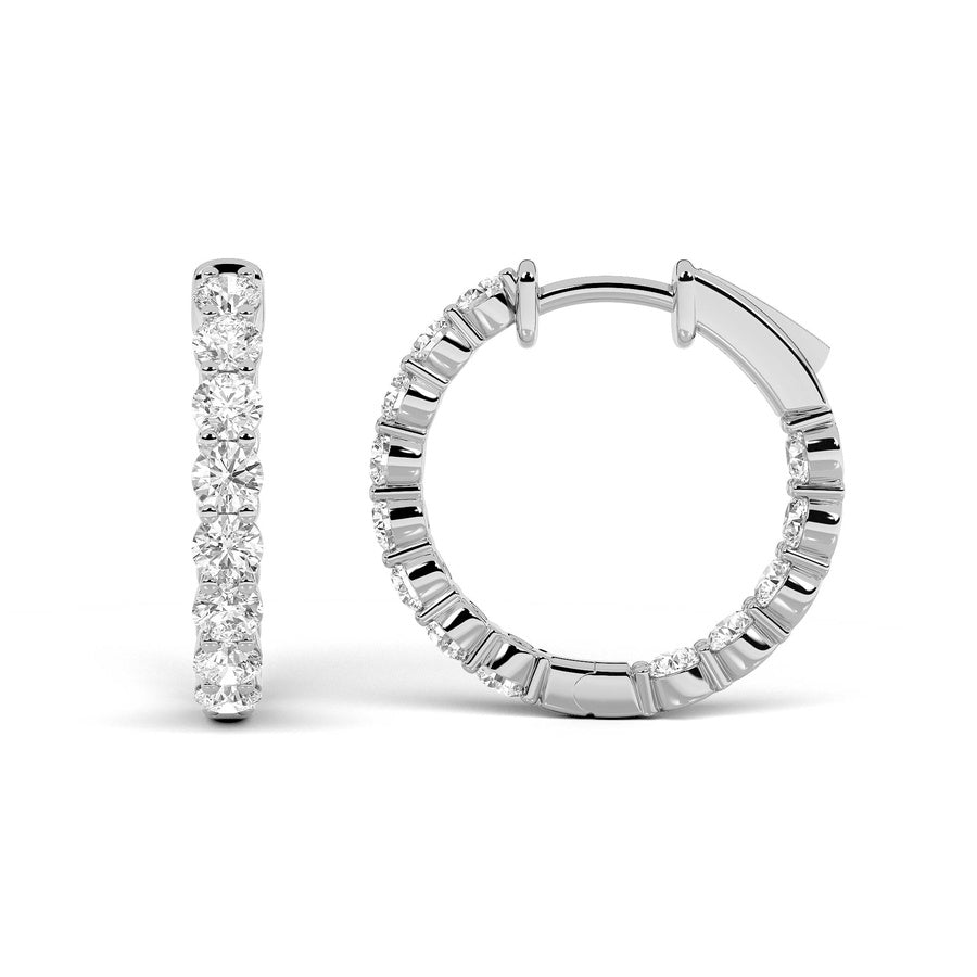 4Cttw Round Shaped Lab Grown Diamond Inside Out Hoop Earrings in 14K Gold (F/VS)