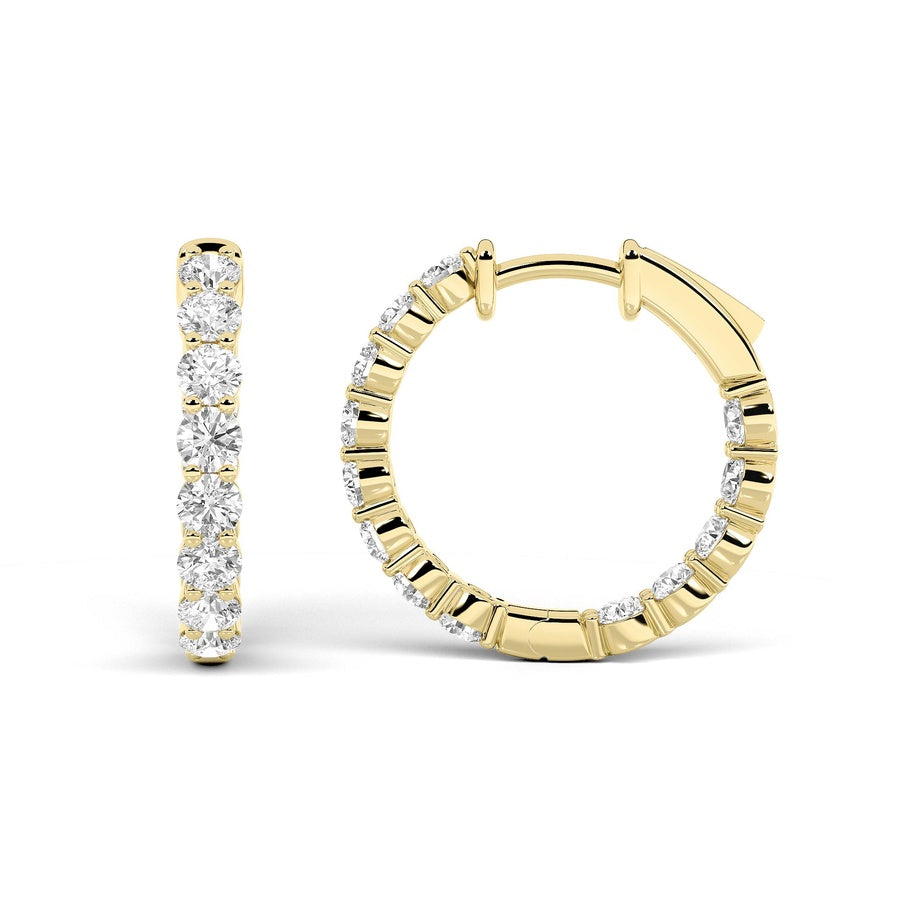 4Cttw Round Shaped Lab Grown Diamond Inside Out Hoop Earrings in 14K Gold (F/VS)