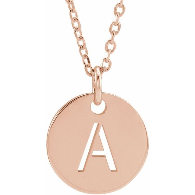 14K Rose Initial A 16-18&quot; Necklace