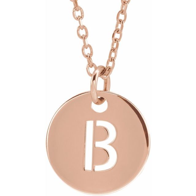 14K Rose Initial B 16-18&quot; Necklace