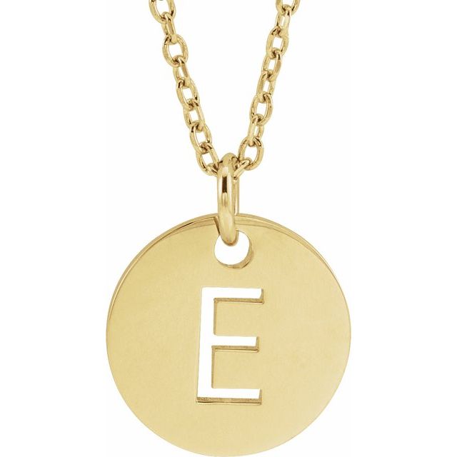 14K Rose Initial E 16-18&quot; Necklace