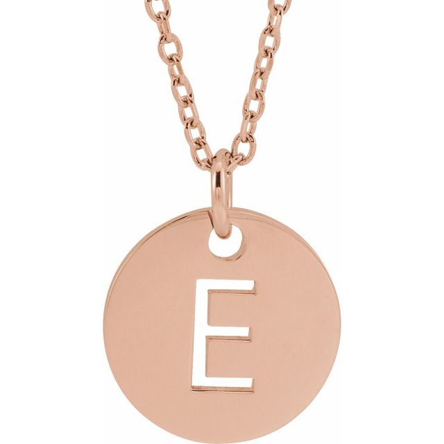 14K Rose Initial E 16-18&quot; Necklace