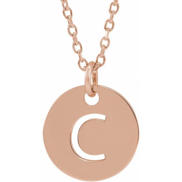14K Rose Initial C 16-18&quot; Necklace
