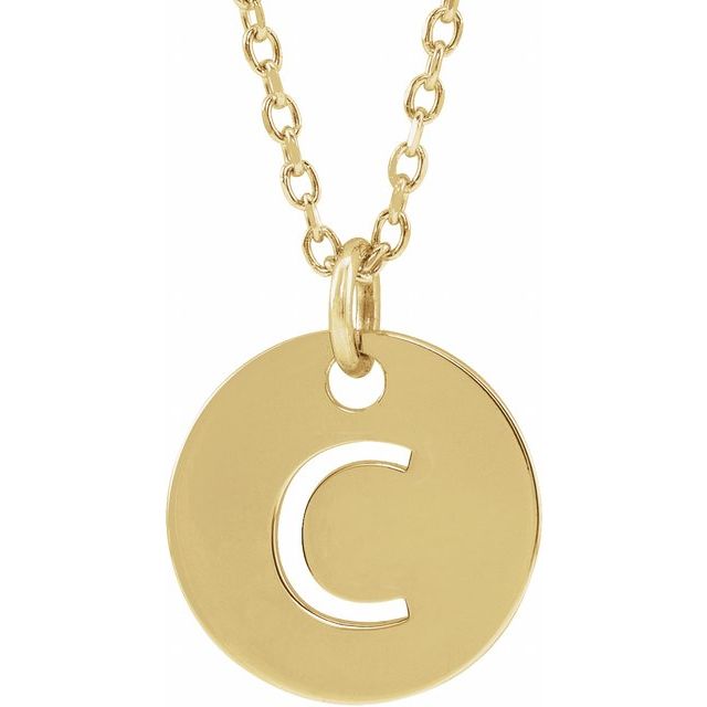 14K Rose Initial C 16-18&quot; Necklace