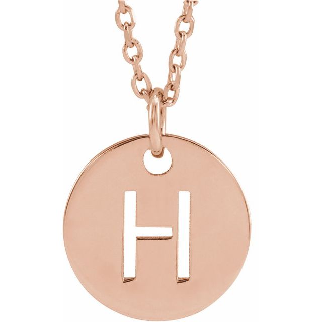 14K Rose Initial H 16-18&quot; Necklace