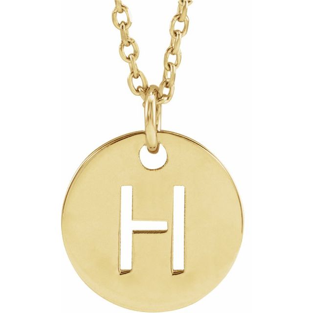 14K Rose Initial H 16-18&quot; Necklace