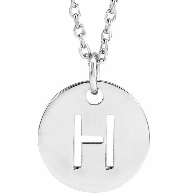 14K Rose Initial H 16-18&quot; Necklace