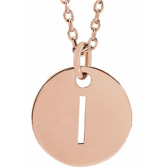 14K Rose Initial I 16-18&quot; Necklace