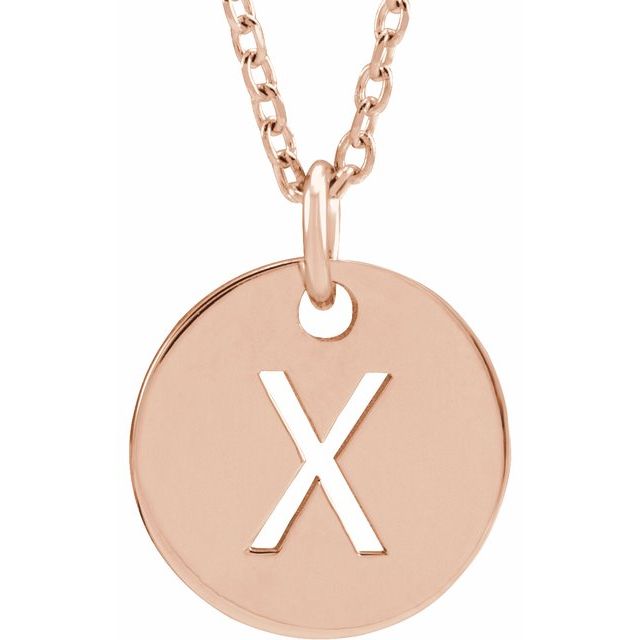14K Rose Initial X 16-18&quot; Necklace