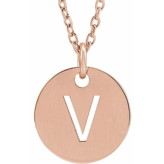 14K Rose Initial V 16-18&quot; Necklace