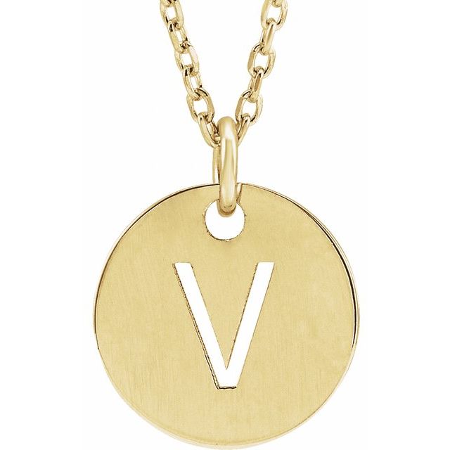 14K Rose Initial V 16-18&quot; Necklace