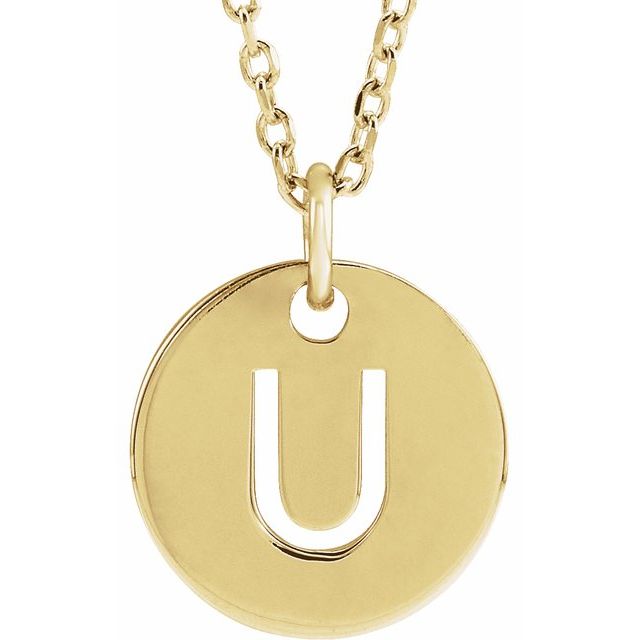 14K Rose Initial U 16-18&quot; Necklace