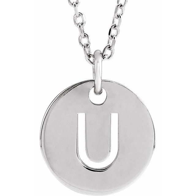 14K Rose Initial U 16-18&quot; Necklace