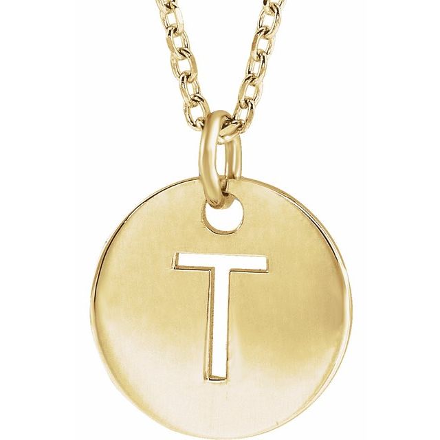 14K Rose Initial T 16-18&quot; Necklace