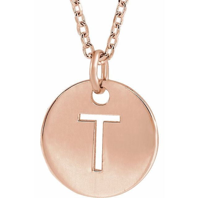 14K Rose Initial T 16-18&quot; Necklace
