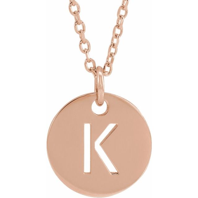 14K Rose Initial K 16-18&quot; Necklace