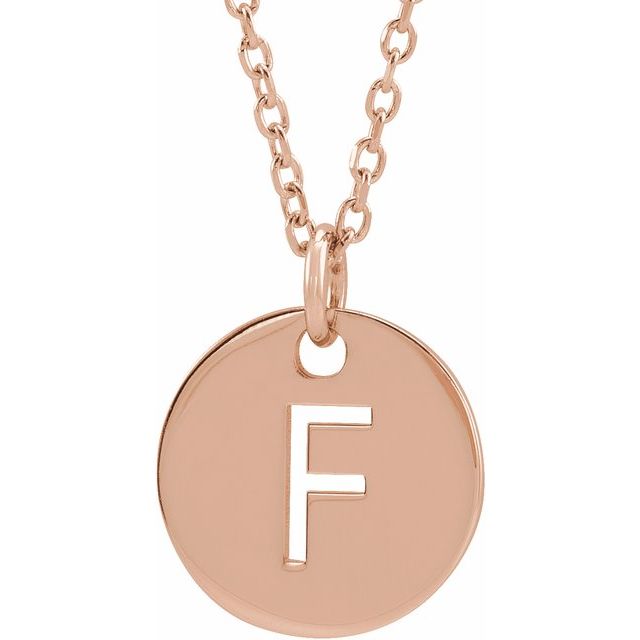 14K Rose Initial F 16-18&quot; Necklace