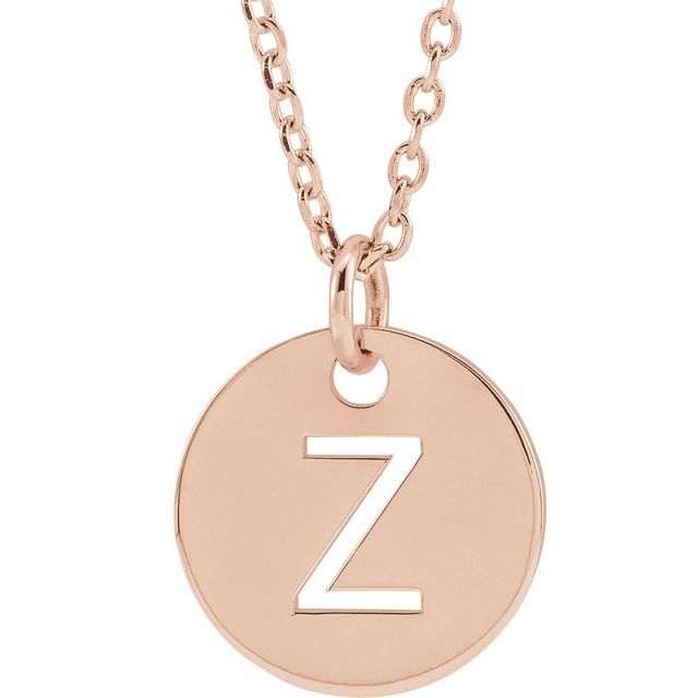 14K Rose Initial Z 16-18&quot; Necklace