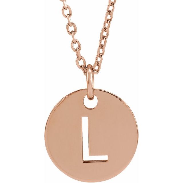 14K Rose Initial L 16-18&quot; Necklace