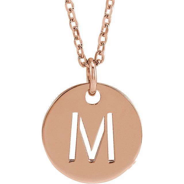 14K Rose Initial M 16-18&quot; Necklace
