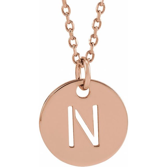 14K Rose Initial N 16-18&quot; Necklace