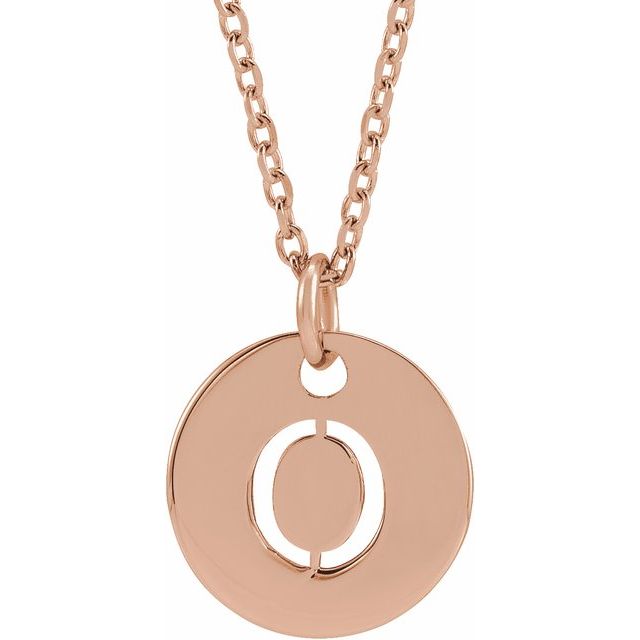 14K Rose Initial O 16-18&quot; Necklace