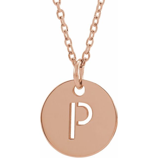 14K Rose Initial P 16-18&quot; Necklace