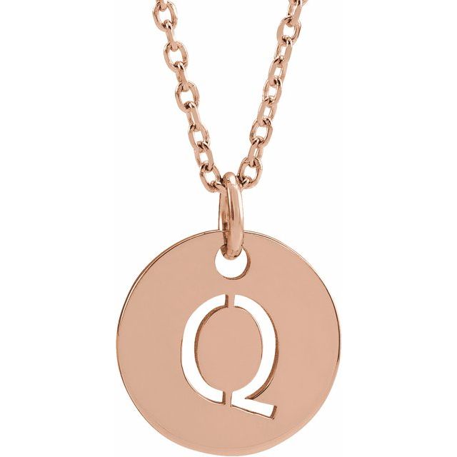 14K Rose Initial Q 16-18&quot; Necklace