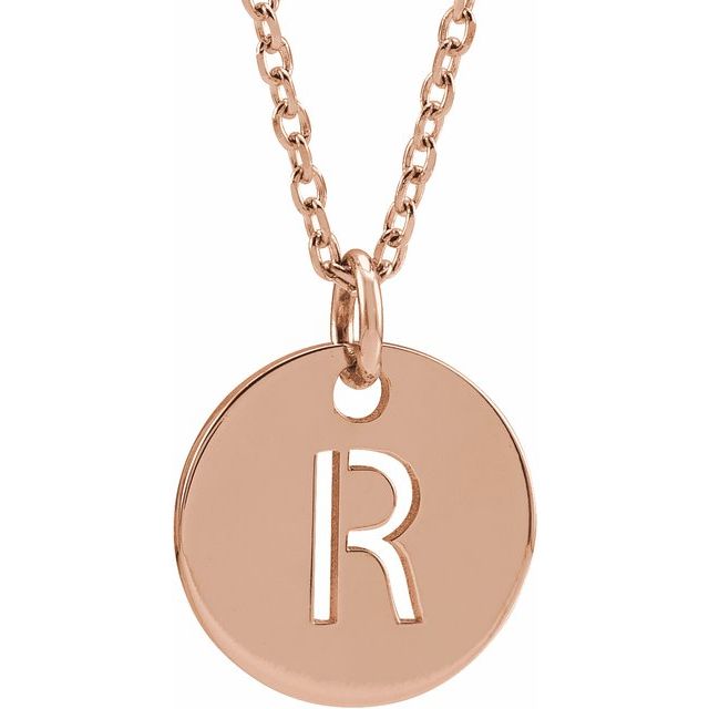 14K Rose Initial R 16-18&quot; Necklace