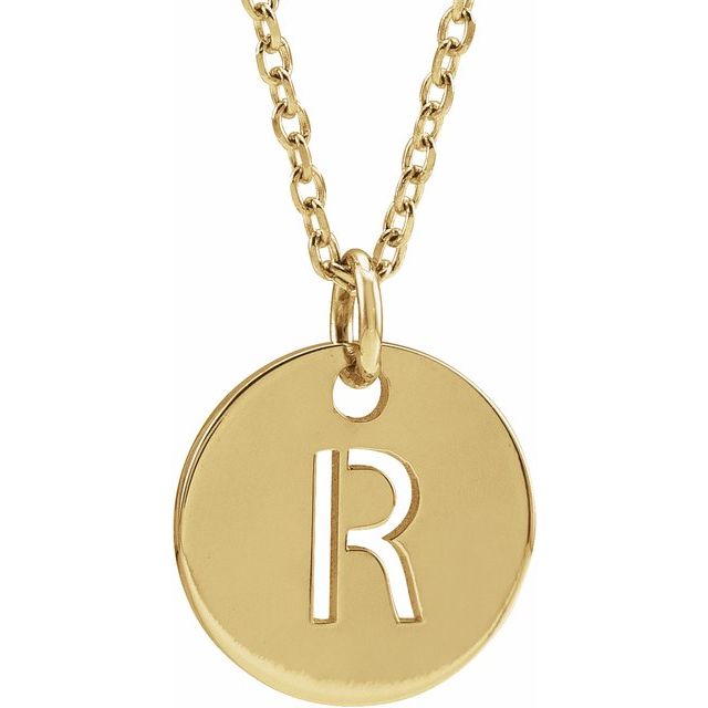 14K Rose Initial R 16-18&quot; Necklace